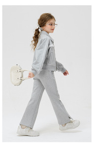 Nuevo conjunto de ropa de moda para niñas, abrigo de encaje con cremallera de algodón gris y pantalones gruesos, chándal de 2 uds para <span class=keywords><strong>chicas</strong></span> <span class=keywords><strong>adolescentes</strong></span> - Product Image 5