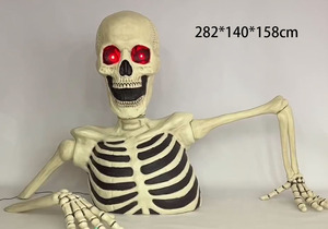 Outdoor Garden Yard Decorations Large Head <strong>Skeleton</strong> 9FT <strong>Half</strong> Body Ornaments Halloween Secret Room Set Props Haunted House - Product Image 2