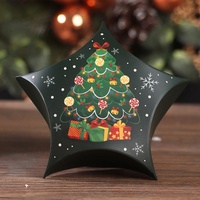 Boîtes cadeaux en forme d'étoile de Noël avec ruban, motif Père Noël, bonhomme de neige, renne, boîte à bonbons en papier