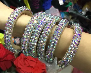 Água Broca strass cristal AB Pulseira Austríaco 3 5 linhas linhas de Alta Qualidade de Dança Latina Acessórios Pulseiras Bangles