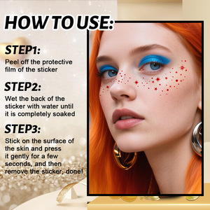 Rose Red Glitter Pecas Cara Tatuaje Mariposa Corazón Diseño Transferencia <span class=keywords><strong>de</strong></span> agua Parche instantáneo Pegatinas Sparkle Face Maquillaje Papel - Product Image 3