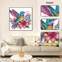 Lu Hua Art Nouvelle Peinture Diamant 5D en Résine de Forme Irrégulière DIY Oiseaux & Fleurs Art Moderne Simplicité Sans Cadre Décoration Toutes Saisons