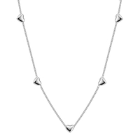 Collier ras du cou imperméable en acier inoxydable avec cinq cœurs lisses espacés, design minimaliste et tendance