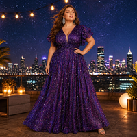 Robe de soirée élégante à sequins coupe trapèze taille naturelle épaules dénudées pour femme grande taille, idéale pour l'été et les soirées formelles