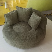 Canapé Moderne Minimaliste Monoplace Rond en Coton Élastique, Tissu Chenille pour Salon, Triple Coussin, Design de Rangement Sous Vide, Velours