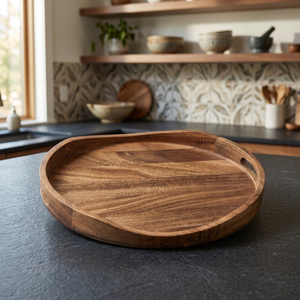 Premium Handmade Mango Wood Oval <b>Round</b> <b>Tray</b> for Dining <b>Table</b> Coffee <b>Table</b> Kitchen Decor Hotel Restaurant Food <b>Trays</b> - Product Image 3