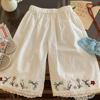 Tenue 2 pièces brodée de fleurs pour bébé fille, haut à manches à volants et short à bordure en dentelle, vêtements vintage Boho pour l'été