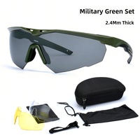 Lunettes tactiques anti-explosion CS avec monture TR90 polarisée, verres PC de 2,4 mm d'épaisseur, lunettes de soleil coupe-vent, ensemble de trois verres