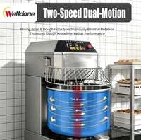 Nouvel arrivage Welldone : Pétrin spirale commercial 80L couleur sauge pour usage domestique et commerces alimentaires, idéal pour le blé et la farine, avec moteur et composants essentiels