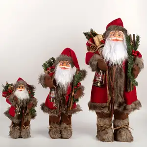 Boneka Santa Claus Natal, dekorasi Natal atas meja dekoratif tokoh Santa Claus ornamen patung Natal