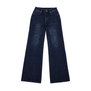 Jean en denim tendance rétro taille mi-haute coupe ample avec plusieurs poches, délavé style vintage, jambe large, pour un usage quotidien décontracté et urbain - Product Image 6