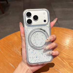 Coque orange pailletée pour iPhone 17 Pro Max, coque hybride transparente avec anneau magnétique assorti pour iPhone 17 Pro Max - Product Image 2