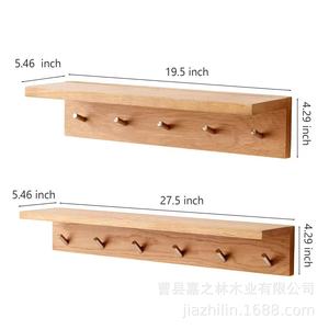 Wooden <b>Wall</b>-<b>Mounted</b> Coat Rack With <b>Shelf</b> 2 Tier Easy Install For Bedroom Living Room Storage - Product Image 3