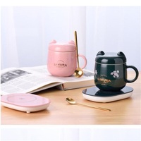 AIHPO Tasse intelligente portable, sous-tasse thermique, contrôle de la température du café, coussin chauffant sans fil, chauffe-tasse en céramique pour bureau, maison, bureau