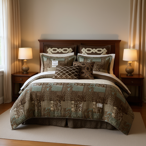 Juego de Edredón Bordado de Algodón Puro Db, Tamaño King, Patrón Geométrico Clásico, Ropa de Cama para Toda Temporada, Textil para el Hogar, 4 Piezas - Product Image 2