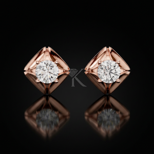 Boucles d'oreilles en diamant de laboratoire certifié IGI, taille géométrique sculpturale, 0,50-5,00 ct, avec fermoirs à vis sécurisés, en or massif, pour anniversaire de mariage - Product Image 3