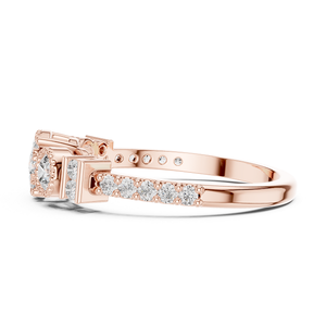 Bague en or rose sertie de diamants, bijou élégant et brillant pour femme, idéale pour un mariage, une fiançaille, un cadeau ou la mode quotidienne - Product Image 3