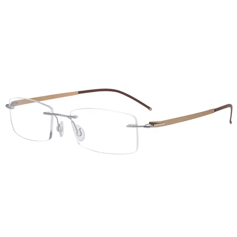 Fashion Design Custom Optical Glasses Round Metal Rimless Eyeglass Frame For Men Women
