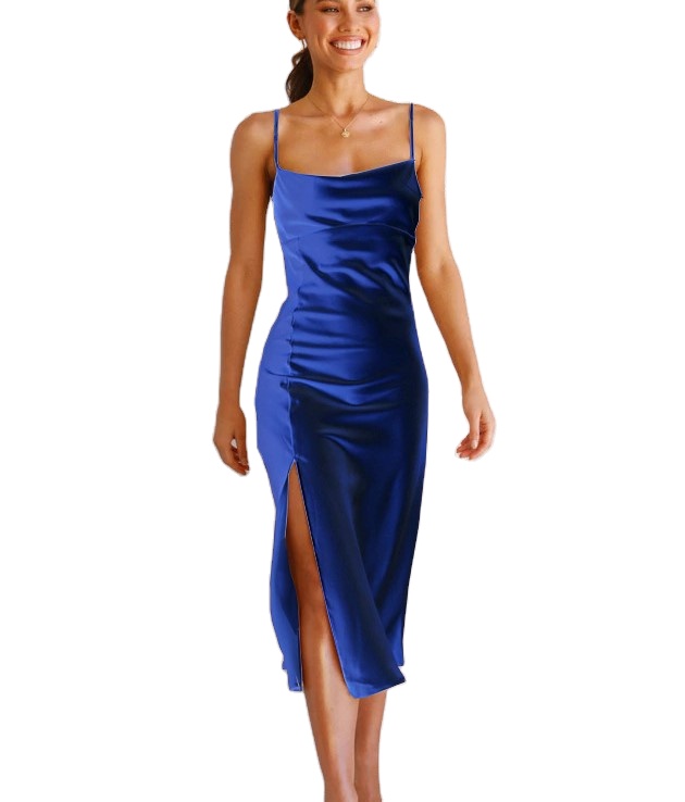 Hot Sale Sexy base slip dress Women Fitness party max dress shinny satin fabric Women High Dress