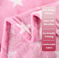 Plaid en flanelle polaire tricoté à motifs étoiles rose – Doux, moelleux, confortable, en microfibre écologique pour canapé, lit, chaise, toutes saisons
