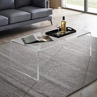 Table basse en acrylique moderne et minimaliste pour salon, table d'appoint de canapé, table haute transparente pour balcon ou baie vitrée