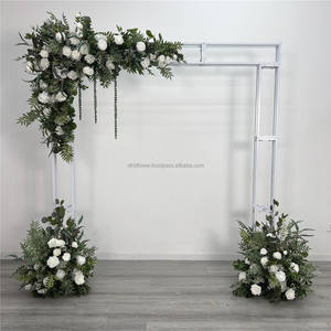 Arreglo Floral Artificial Popular, Arco de Rosas de Seda Blancas y Verdes, Estilo Moderno, Fondo para Fotografía de Bodas, Tamaños Personalizables - Product Image 1