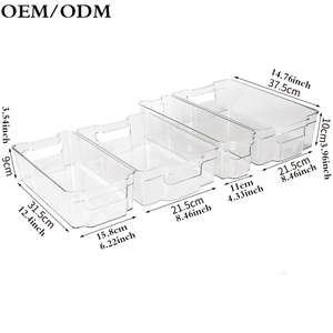 Bacs de rangement pour réfrigérateur pour congélateur et réfrigérateur grands paquets <span class=keywords><strong>en</strong></span> plastique transparent empilable sans BPA bacs organisateur de réfrigérateur - Product Image 6