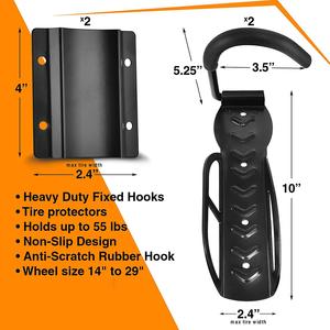 2 jeux de crochets muraux pour bicyclette avec protection pour garage et présentoir à vélo. - Product Image 5