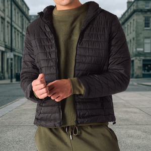 <b>Mens</b> Quilted Hooded <b>Winter</b> Puffer Jacket Breathable Insulated <b>Warm</b> Zipper Front Casual Outdoor Cold Weather <b>Coat</b> Lightweight Fit - Product Image 4