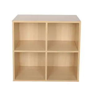 4-Cube Open Shelf Office Book Shelf Corner Shelf Storage Rack Bookcase Wooden Furniture Book Case