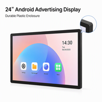 Écran d'affichage Android WIFI 24 pouces 1+32 Go en plastique noir RK3566 avec haut-parleurs doubles intégrés, panneaux électroniques pour hôtel