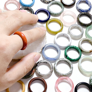 2025 moda akik taşı yüzük karışık renk yeşim yüzük kadınlar ve erkekler için doğal yeşim taş taş yüzük - Product Image 2