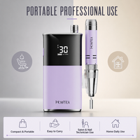Machine à ongles professionnelle HOWYEA 30000 tr/min avec moteur à balais en carbone - Rechargeable par USB, portable, pour salon, outil de nail art multi-prises