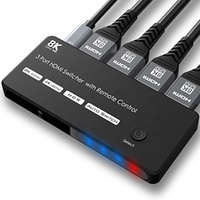 Commutateur HDMI Xput 3x1 3 entrées 1 sortie 8K avec télécommande IR pour HDTV, moniteur, console de jeu, commutation de signal