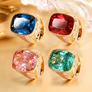 Fashion Jewelry Eco-friendly Copper Geometric Square 15*20mm Colored Cubic Zirconia Rose Gold Plated <b>Rings</b> for Refined Women - Product Image 5