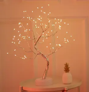 Mini luminária de árvore de bonsai, luzes de led artificiais para decoração de quarto, decoração de casa, quarto