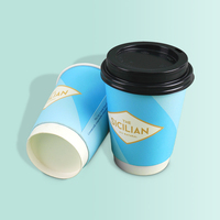 Gobelets en papier écologiques pour boissons chaudes Tasse à café jetable haut de gamme avec couvercle noir pour les petites entreprises