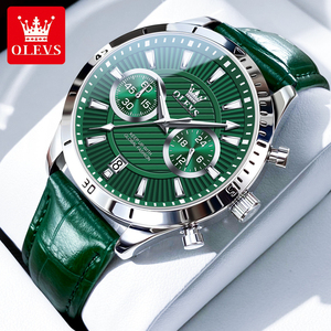 OLEVS 2921 Orologio Cronografo al Quarzo da <span class=keywords><strong>Uomo</strong></span> con Display <span class=keywords><strong>24</strong></span> <span class=keywords><strong>Ore</strong></span>, Cinturino in Pelle, Impermeabile, Luminoso, con Calendario - Product Image 1