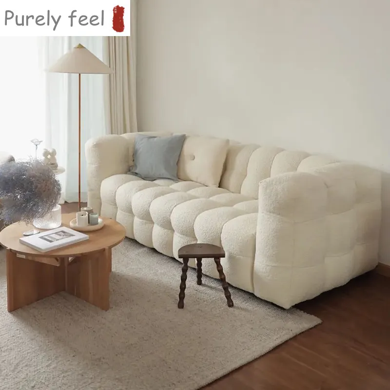 Purely Feel Stoffs ofa Nordic Lamm wolle leiser Wind einfacher Boba Drei-Personen-Ausdruck Italien Designer-Sofa