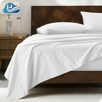 Ensemble de draps plats en coton 100% Cloudland, 300 fils, antibactériens, 4 pièces, blanc uni, pour la maison et l'hôtel