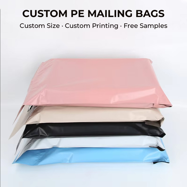Custom Printed Compostable Biodegradable Recycled Tear Resistant Mailing Bag With Handle for Courier Shipping and Mail Packaging