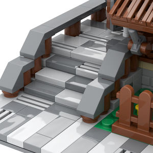 MOC5018 Serie Edad Media, Cabaña de Madera, Vista de Calle, Piezas de <span class=keywords><strong>Chalet</strong></span>, Ladrillos de Construcción, Bloques de Construcción, Regalos Creativos, Juguetes para Niños, 433 Piezas - Product Image 4