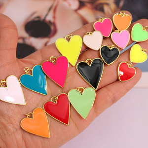 Hot Selling Brass 18k Real Gold Plating Pendant Fashion Enamel Neon Heart Charm for Jewelry Making - Product Image 6