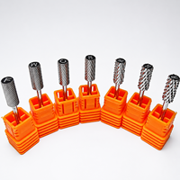 XF F M C XC Silver 5 en 1 Embout de ponceuse à ongles professionnel en carbure pour le retrait de gel et le polissage, forme cylindrique large, grain 4/6