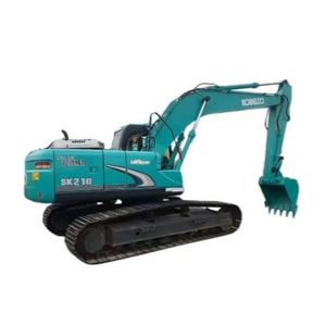 Excavadora de cadenas mediana Kobelco SK210, equipo hidráulico para movimiento de tierras en construcción, componentes principales: motor, bomba, caja de cambios - Product Image 1