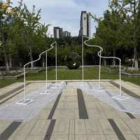 NIKA Soporte de Fondo de Metal Blanco Curvo de Lujo para Bodas, Estructura de Exhibición de Cortinas de Hierro Forjado para Decoración de Escenarios de Eventos