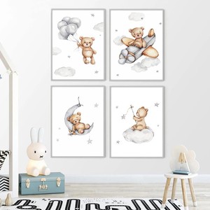 Dibujos animados lindo jirafa <span class=keywords><strong>Koala</strong></span> y León Animal foto impresión lienzo pared arte para niños decoración de la habitación del bebé - Product Image 6