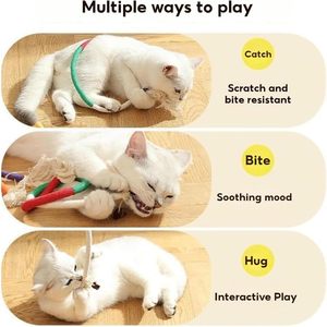 Jouets interactifs pour animaux de compagnie : Corde à mordiller pour chat, bâton à mâcher, jouet d'auto-entretenissement, soulage l'ennui, jouet de stimulation pour chat en corde de coton - Product Image 4