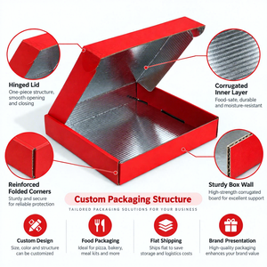 Boîte d'expédition en carton ondulé recyclé avec logo personnalisé, isolation thermique, revêtement en aluminium anti-huile pour pizza et biscuits - Product Image 2