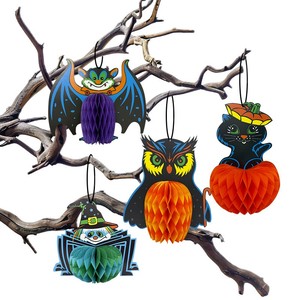 Decorazioni di Halloween: Pipistrelli, Zucche, Ornamenti di Carta a Forma di Pipistrello, Palline 3D a Nido d'Ape per Decorazioni Sospese per Feste - Product Image 2
